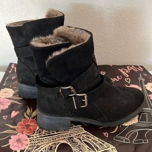 Black Faux Fur Ankle Booties